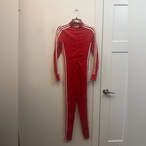 Adidas Red Jumpsuit with White Accents